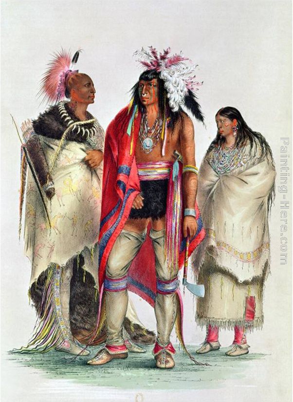 North American Indians, circa painting - George Catlin North American Indians, circa art painting